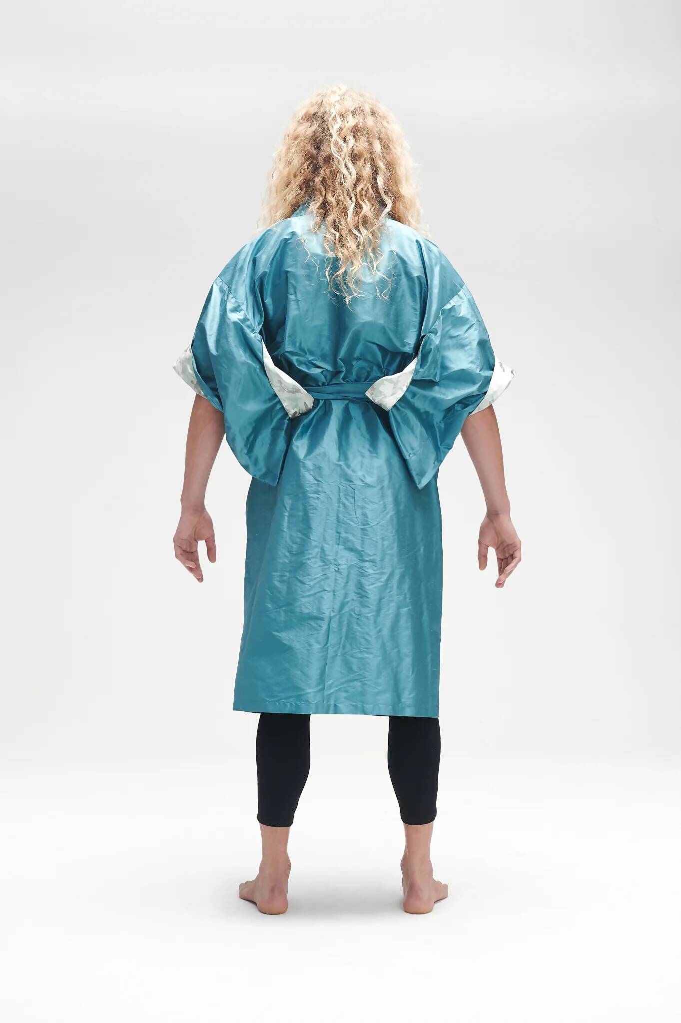 Turquoise silk Kimono